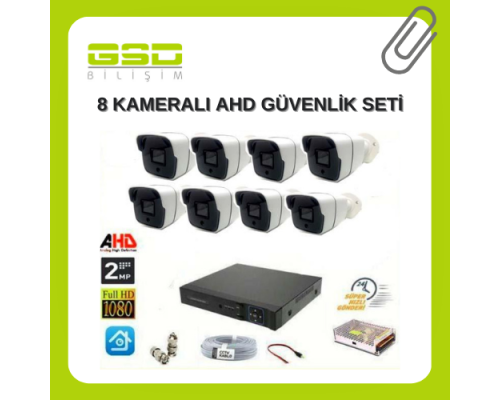 8 OUTDOOR DIŞ MEKAN KAMERALI 2 MP AHD GÜVENLİK SETİ - 5209