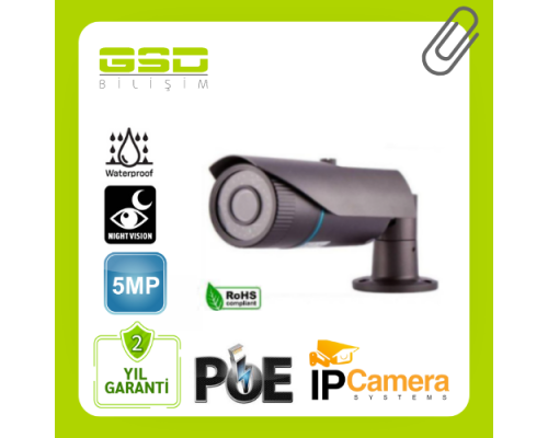 GRİ METAL KASA 5 MP IP POE BULLET GÜVENLİK KAMERASI-4815