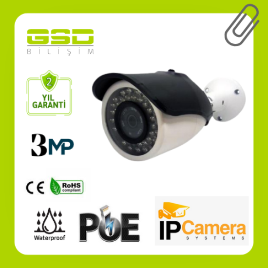 IP POE BULLET 42 IR LED 3 MP GÜVENLİK KAMERASI - 9256