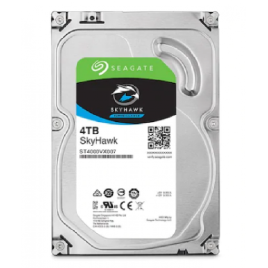 Seagate Skyhawk 3.5" 4TB Sata 3.0  64MB 190Mb/s RV Sensör 5900Rpm 64HD Kamera 180TB/Yil Isyükü 7/24 Güvenlik Disk ST4000VX007